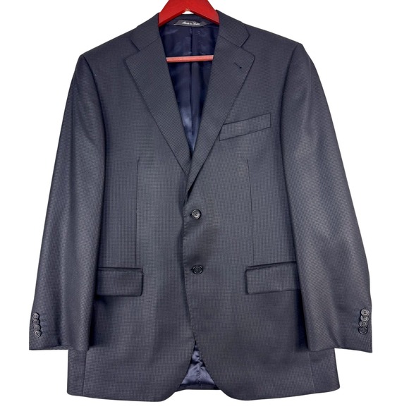 Emilio‎ Yuste Blazer Mens 40R Charcoal Silk Wool Two Button Side Vents Italy